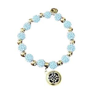 Rustic Cuff White/Silver Pave Shambala Beaded Stretch Logo Bracelet